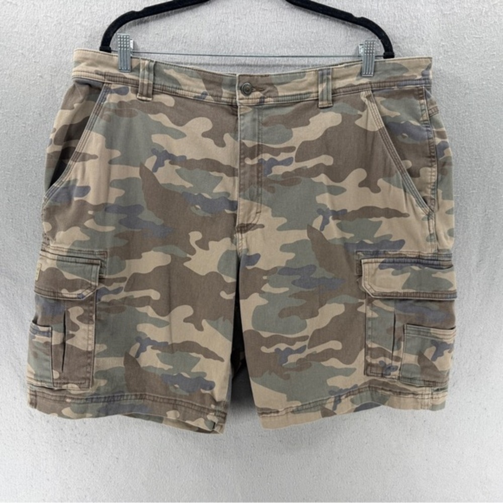 RedHead‎ Fulton Flex Cargo Shorts Mens 40 Green Camo Print Canvas Utility Hiking